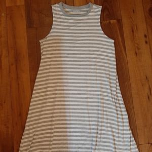 Grey & White Striped Flowy Soft Tank Dress (S)